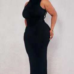 Plus Robe Longue Noire à Col Montant -Jolie Vêtue Soldes Magasin b5516a88089e57acf40ab9498eb2529727d31647 cnc5212 3