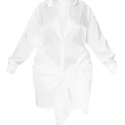 Plus Robe Chemise Oversize Blanche à Lien Noué Devant -Jolie Vêtue Soldes Magasin b588d634d285c23e3761e8dd25bfd6fe209903a2 cmw4351 6