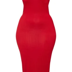 Plus Robe Mi-longue Côtelée Froncée Rouge à Bonnets -Jolie Vêtue Soldes Magasin b5c9c3cb2463be3ed97fad17e0f91609d339cdf1 cmo4134 5
