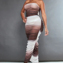 Shape Robe Longue En Mesh Froncé Marron Imprimé Dégradé -Jolie Vêtue Soldes Magasin b5eda81ee04c7198b6484bc4a6b5bc6b2f511204 cnc1712 3