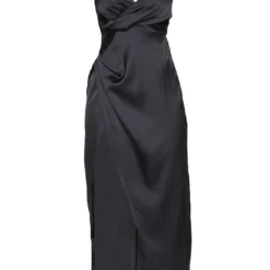 Petite Robe Longue Satinée Noire Détail Portefeuille -Jolie Vêtue Soldes Magasin b62367d310d8772b566612beaf437b5d663f830f cme0721 6