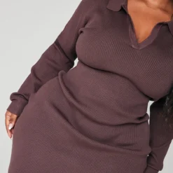 Plus Mini Robe Moulante En Maille Tricot Côtelée Chocolat à Manches Longues -Jolie Vêtue Soldes Magasin b661561dfa04add240a09c306e93980293352633 cnb2399 4