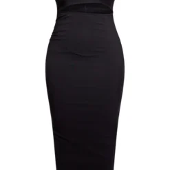 Shape Robe Mi-longue Asymétrique Noire Stretch Tissée Découpée -Jolie Vêtue Soldes Magasin b6e0e9d09fe754d4d9ce7f334823d803a5521cfa cnb2801 5