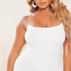 Shape Mini Robe Moulante Texturée Blanche à Bretelles -Jolie Vêtue Soldes Magasin b6f3fad1a001880c5a7033a69c2954f7d3567f4c cne3486 4