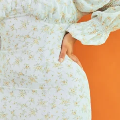 Plus Robe Mi-longue Bleu Cendré Fleurie à Manches Bouffantes -Jolie Vêtue Soldes Magasin b72db46f17498434ea5d11548922a260055488fb cmw4106 5