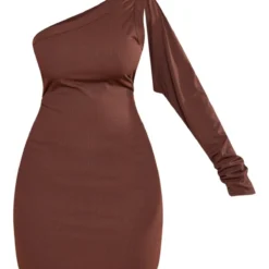 Plus Robe Asymétrique Moulante Côtelée Chocolat -Jolie Vêtue Soldes Magasin b72eb2879b035cdb63adc08d7d3bd34993575bac cnc2637 5