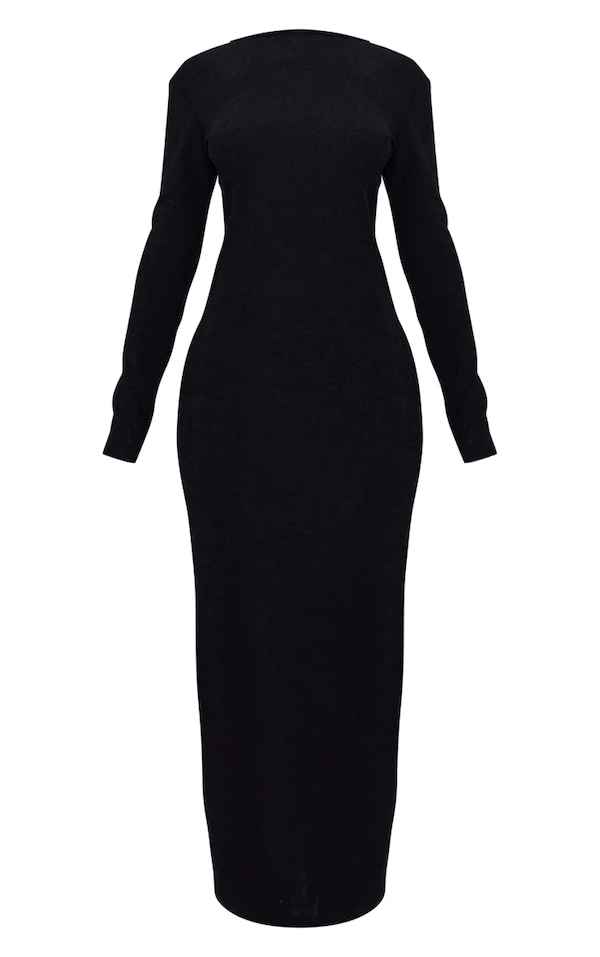 Petite Robe Longue Noire En éponge 7 Petite Robe Longue Noire En éponge – Image 5