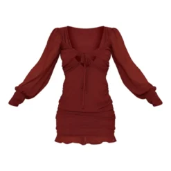 Robe Chemise Plissée Chocolat à Manches Longues Et Liens Multiples -Jolie Vêtue Soldes Magasin b7d998f3464fbe2661d7abfb1449281929138629 cmz5771 5