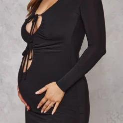 Maternité Mini Robe De Grossesse Moulante Noire Découpée -Jolie Vêtue Soldes Magasin b82675cc4b86264efddfbdeb544dfb7ddcbaa21f cmw4591 4