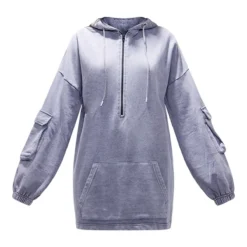 Robe Sweat Noir Javélisé Oversize à Demi-zip -Jolie Vêtue Soldes Magasin b8407484c8a0edd3ee460a80c6e41ddcd82fd0c7 cna3021 5