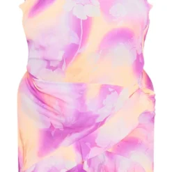 Plus Robe Mi-longue Fleurie Rose à Volants -Jolie Vêtue Soldes Magasin b840db4a5df980a089dfaf8b051544df91845df5 cne4169 5