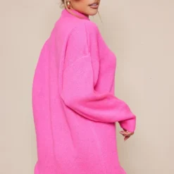 Robe Pull Rose Vif En Maille Tricot Effet Brossé -Jolie Vêtue Soldes Magasin b857357f0373c1e713e99cd185fe774e3895a62a cnd2104 2