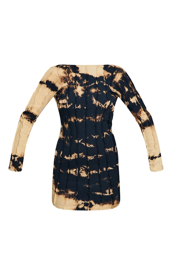 Zero Robe Moulante Tie & Dye Noire Découpée à Coutures Apparentes 7 Zero Robe Moulante Tie & Dye Noire Découpée à Coutures Apparentes – Image 5