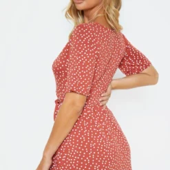 Robe Cache-coeur Terracotta Imprimé Pois à Volants -Jolie Vêtue Soldes Magasin b861355c65d67b667fa5db4065704d87c9d4c776 cmc7132 2