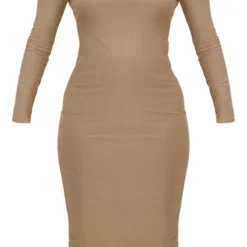 Maternité Robe De Grossesse Mi-longue Douce Taupe à épaules Dénudées -Jolie Vêtue Soldes Magasin b879a7448883c26daf45bfb620f9b5d31d6dfa2a cnd7228 5