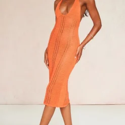 Robe Mi-longue En Maille Crochet Orange Brûlé Fleurie -Jolie Vêtue Soldes Magasin b88f63814b136da999e83fbff8b8e09fe1c0fdda cnc8735 3