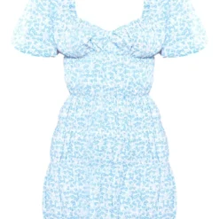 Petite Mini-robe Fleurie Bleu à Manches Bouffantes -Jolie Vêtue Soldes Magasin b927cb9cd382154456615359af34b6ca311ca893 cne2101 5