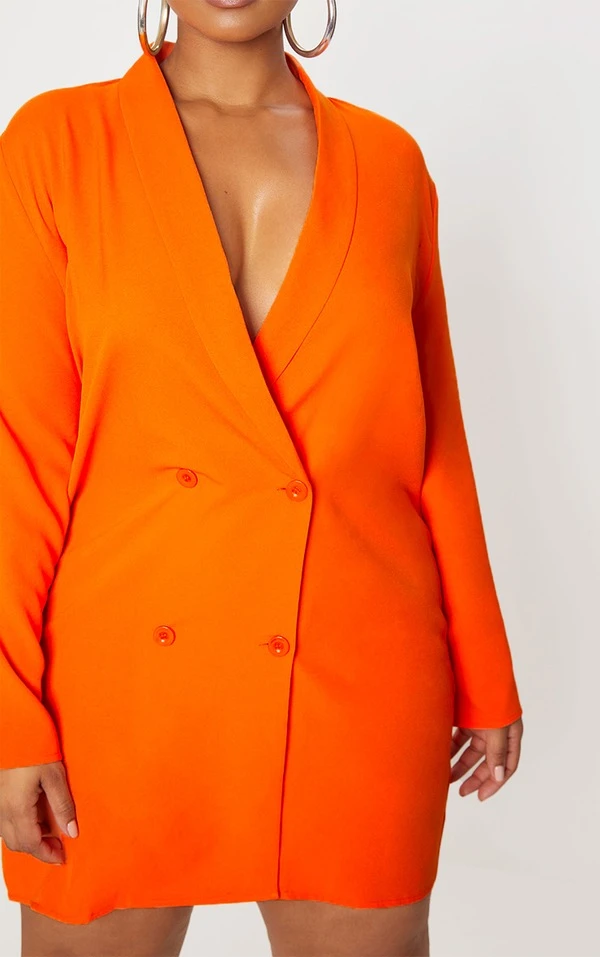 Plus Robe Blazer Orange Oversize à Double Boutonnière 7 Plus Robe Blazer Orange Oversize à Double Boutonnière – Image 5