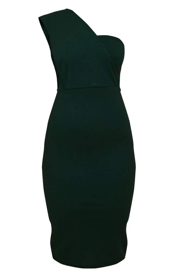 Robe Mi-longue Drapée Vert émeraude Asymétrique 7 Robe Mi-longue Drapée Vert émeraude Asymétrique – Image 5