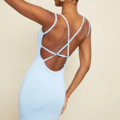 Robe Longue En Jersey Bleu Vif à Bretelles Dans Le Dos -Jolie Vêtue Soldes Magasin b9abb5b48920885f20613c80a8b1a9618ff4a093 cnd5507 4