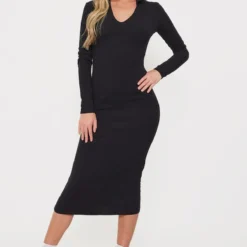 Tall Robe Mi-longue Style Polo Noire à Décolleté Plongeant -Jolie Vêtue Soldes Magasin bb261fe01e82ae5139c77bed477acddbd4f2d949 cnb4388 3