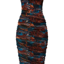 Tall Robe Mi-longue Froncée En Mesh Imprimé Marbre Marron -Jolie Vêtue Soldes Magasin bb60242139bddc533dbbdf076d24e0af251f855e cmt9998 6