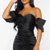 Petite Mini Robe Satinée Froncée Noire à Manches Bouffantes -Jolie Vêtue Soldes Magasin bb7ee6d7f5d78fd8bb01fdb281fc7bbc6ac55b8a cmu2890 1