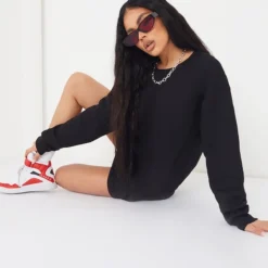 Robe Sweat Basique Noire Oversize à Col Ras -Jolie Vêtue Soldes Magasin bbe8d9493c861e534daecc8e1a86edaae20c2639 cmo7431 4