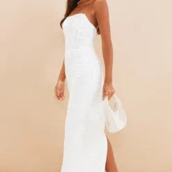 Robe Longue Texturée Blanche à Détail Corset -Jolie Vêtue Soldes Magasin bbf5f4c2663409b1f8d0de5092815a134a6db771 cnd2048 3
