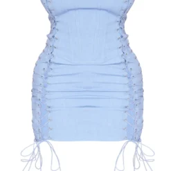 Shape Mini-robe Style Bustier En Maille Tissée Bleue à Lacets -Jolie Vêtue Soldes Magasin bc2ffe1674908deafaac56a953234c44a45a06ff cne3507 5