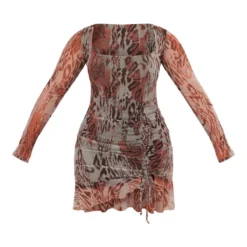 Shape Robe Moulante Imprimé Léopard Gris En Mesh Manches Longues Froncée Sur Le Côté à Ourlet Volanté -Jolie Vêtue Soldes Magasin bc4bd4bb00905da38de1e2640c403d6a65f74145 cne3055 5