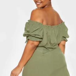 Plus Robe Droite Kaki à Col Bardot Et Boutons -Jolie Vêtue Soldes Magasin bcaee1508253d95d1bb92dd1ac18b9ed315e4ba9 cmd9159 2