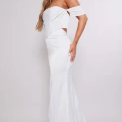 Robe-corset Longue Blanche à Dos Nu Découpé Et Col Bardot -Jolie Vêtue Soldes Magasin bd0d46da81b875e7227314cff43cf539f6d26b9a cne2933 3