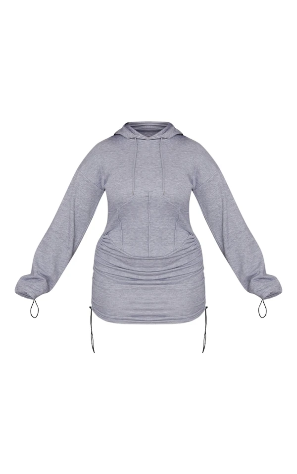 Shape Robe Pull Gris Chiné Imprimé Logo à Corset Et Capuche 7 Shape Robe Pull Gris Chiné Imprimé Logo à Corset Et Capuche – Image 5