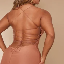 Shape Robe Moulante Mi-longue Argile Nouée Au Dos à Derrière Froncé -Jolie Vêtue Soldes Magasin bd54bd5237f92b8903ca03f6d0efc2966f57712a cne0492 4