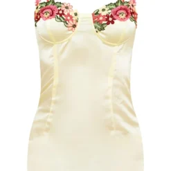 Robe Droite Satinée Jaune Citron à Empiècement Fleur Et Bretelles -Jolie Vêtue Soldes Magasin bde60e2af06caabc85888c9b713e671857f00053 cnd7709 5