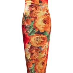 Robe Longue Lacée Dans Le Dos Orange Fleurie En Mousseline De Soie Transparente -Jolie Vêtue Soldes Magasin be2c9b32eb8d4d1d60f63b9babd272a463541b76 cnd7592 5