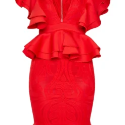 Robe Mi-longue Rouge Décolletée & Extrêmement Volantée -Jolie Vêtue Soldes Magasin be50d41e2063e681ef6f41156017db380a479ebf CMD8606 3