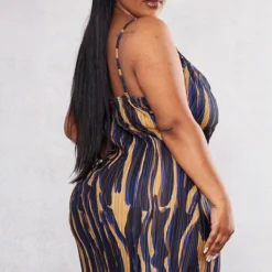 Plus Robe Moulante Plissée Marron à Imprimé Zèbre Et Col Bénitier -Jolie Vêtue Soldes Magasin be540336330ac71483b656c93a4678be78528a79 cnc9752 2