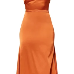 Robe Longue Satinée Rouille à Doubles Bretelles Nouée Dans Le Dos -Jolie Vêtue Soldes Magasin be5538765a9c133772f431e0e64ef84b6d06776d cne1546 5