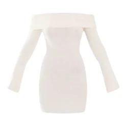 Tall Mini Robe Pull Crème à épaules Dénudées -Jolie Vêtue Soldes Magasin bf0b1f7fdc09eaffea3c718a6bda7a7c725c74d1 cnb4412 5