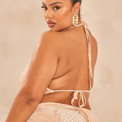 Plus Robe Longue Dévorée Nude Clair à Col Bénitier -Jolie Vêtue Soldes Magasin bf10cf80bb93cb9747f538759f51726bc3518677 cne1870 4