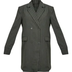 Robe Blazer Oversier Kaki Sauge à Fines Rayures Et Double Boutonnière -Jolie Vêtue Soldes Magasin bf1e84ffab0cfbf33e24d72f7abadc7543248f5d cnc2878 5