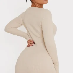 Robe Moulante Côtelée Beige à Découpe Et Manches Longues -Jolie Vêtue Soldes Magasin bf43d3defe43d5bd7eda2b03310990419799c1c5 cnc7082 2