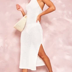 Robe Mi-longue Dos Nu En Maille Tricot Texturée Crème -Jolie Vêtue Soldes Magasin bf90cae01e4519a92b0023ab99eb68c083f6f3d7 cnd7437 3