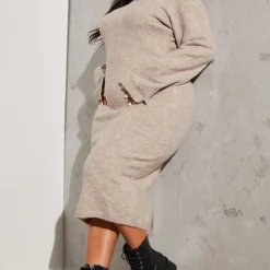 Renew Plus Robe Mi-longue Avoine à Coutures Apparentes -Jolie Vêtue Soldes Magasin bfa8bd81c7b588dbc25d88cd5511348ec096c901 cmt0100 4