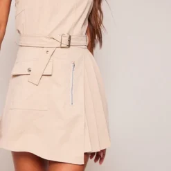 Robe Moulante Cargo Gris Pierre Plissée à Ceinture Nouée -Jolie Vêtue Soldes Magasin bfa95493ebe5aba818e9647ec470ef0ab4e8d29a cne8494 4