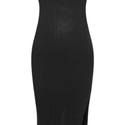 Maternité Robe De Grossesse Mi-longue En Maille Tricot Noire Côtelée -Jolie Vêtue Soldes Magasin bff50c354bde6a51f16599744647bc8e1d177172 cmz9806 6