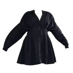 Plus Robe Chemise Oversize En Maille Tissée Noire à Détail Plissé Et Boutons -Jolie Vêtue Soldes Magasin c02482392ab1bbfa9f4d05017c30d2fd5c3e7d56 cnc7302 5