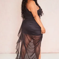 Plus Robe Asymétrique Noire En Mesh Volanté -Jolie Vêtue Soldes Magasin c0842b21f7e9842fedbb28e3b23f3dd2be2ea093 cnd7333 2